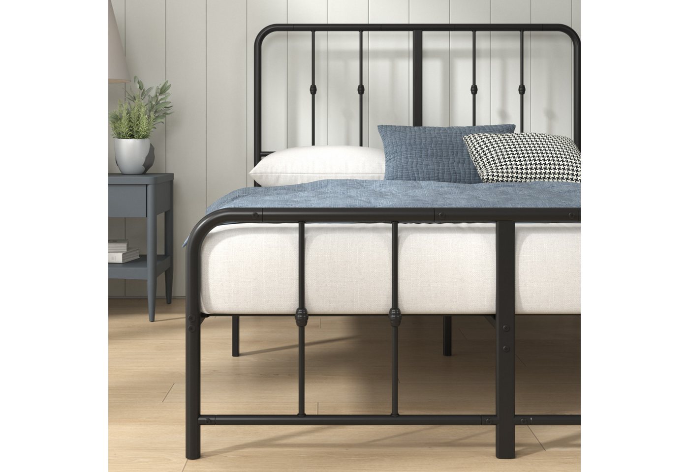 ZINUS Bettgestell Florence, Bett mit Kopf- und Fussteil, (90x200cm & 140x200cm) (Schwarz, 140x200cm), Inklusive Lattenrost, Hohe Stabilität, Leichter Aufbau – Bild 5 von 5