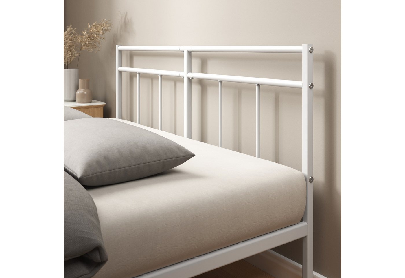 ZINUS Bettgestell Florence Square mit Kopfteil (Weiß, 90x200 cm), Doppel/Einzelbett – Bild 4 von 5