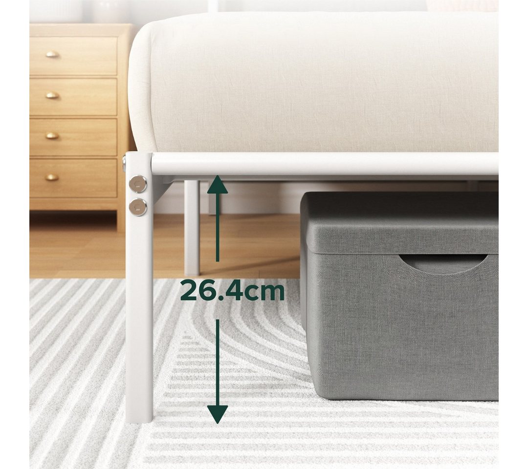 ZINUS Bettgestell Florence Square mit Kopfteil (Weiß, 90x200 cm), Doppel/Einzelbett – Bild 5 von 5
