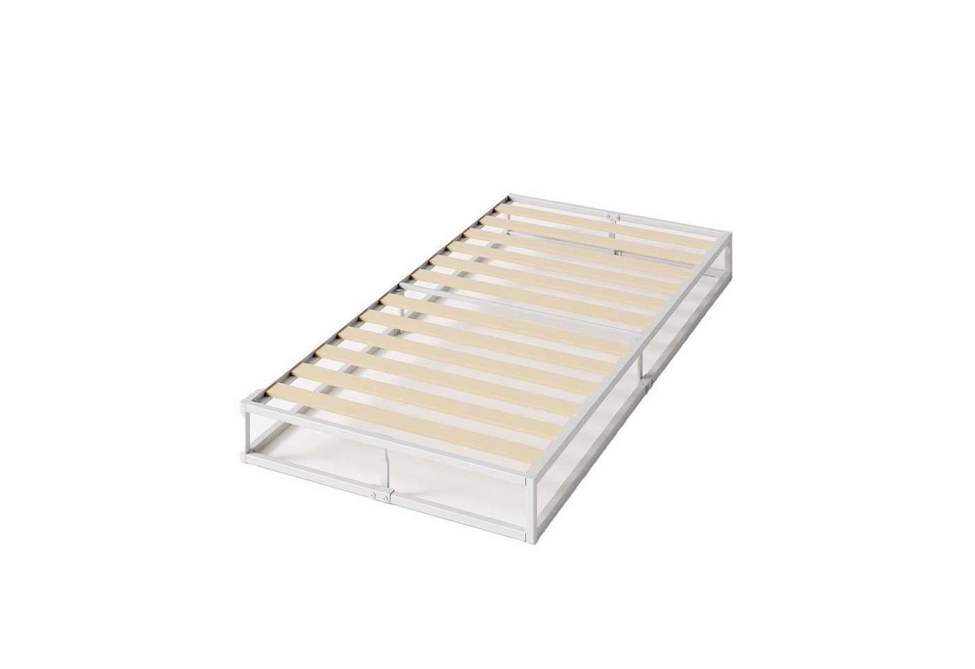 ZINUS Bettgestell Joseph - Stabiler Bettrahmen mit Holzlattenrost & Stauraum (Bis 159 kg belastbar, 1-tlg., Doppel/Einzelbett, Weiß, 90x200 cm), Kinderleichter  – Bild 2 von 5