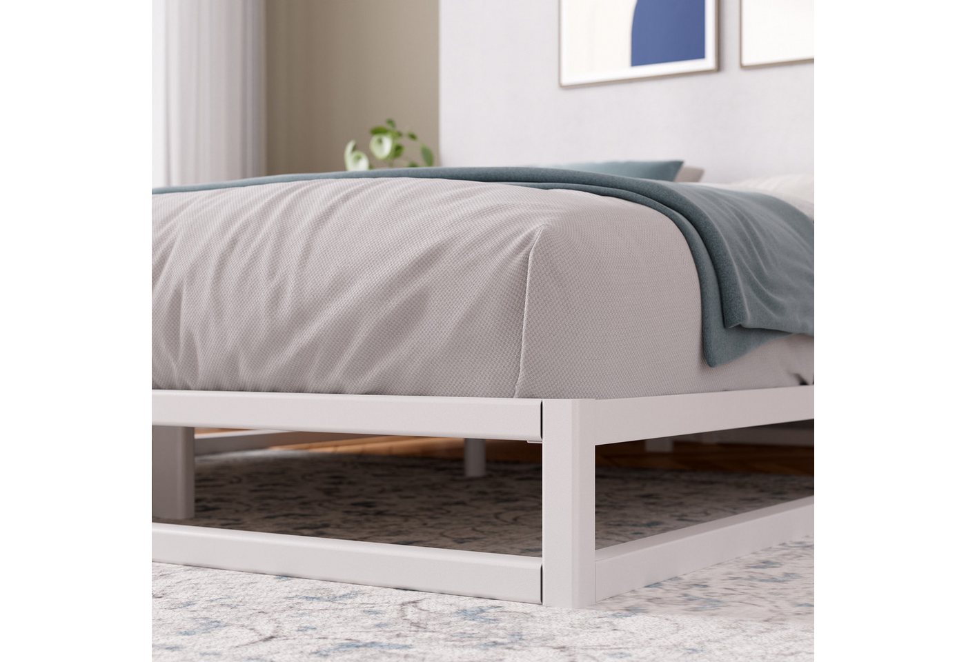 ZINUS Bettgestell Joseph - Stabiler Bettrahmen mit Holzlattenrost & Stauraum (Bis 159 kg belastbar, 1-tlg., Doppel/Einzelbett, Weiß, 90x200 cm), Kinderleichter  – Bild 5 von 5