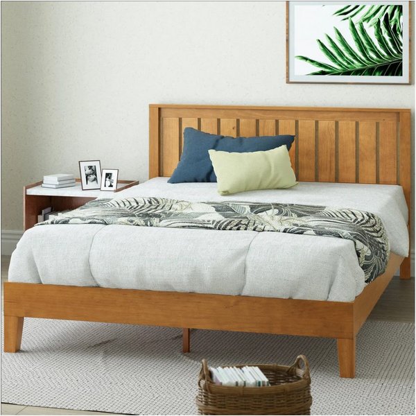 ZINUS Holzbett Alexis, Mid Century Design, modern und zeitlos, mit Kopfteil (Packung, aus Kiefernholz, 140x200 cm), inklusive Lattenrost aus Holz