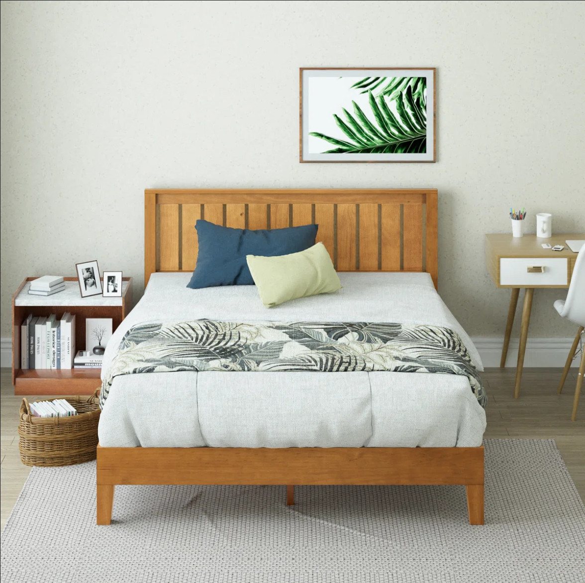 ZINUS Holzbett Alexis, Mid Century Design, modern und zeitlos, mit Kopfteil (Packung, aus Kiefernholz, 140x200 cm), inklusive Lattenrost aus Holz – Bild 2 von 5