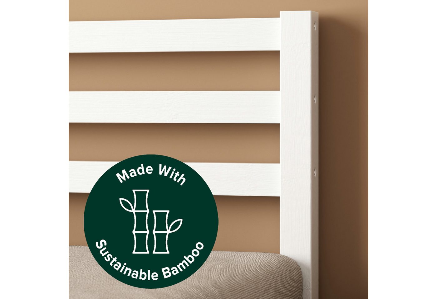 ZINUS Massivholzbett Leni (Packung, 1-tlg., Weiß, 90x200 cm), mit Kopfteil, inklusive Lattenrost aus Holz – Bild 5 von 5