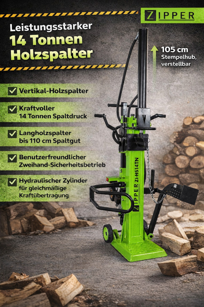 Zipper Holzspalter ZI-HS14TN - Spalter, Brennholz, Holz spalten