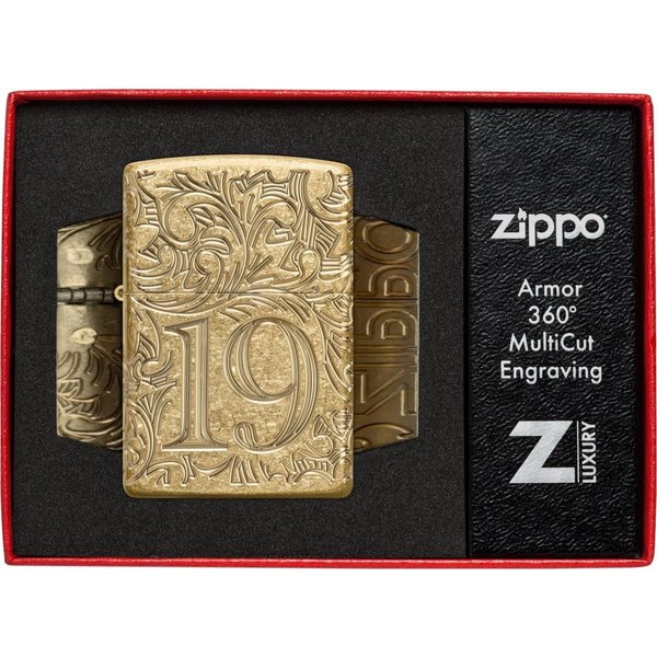 Zippo Feuerzeug Armor Case Tumbled Brass Messing Deep Carved 1932 Filigree, Zippo Neuheit Herbst 2025