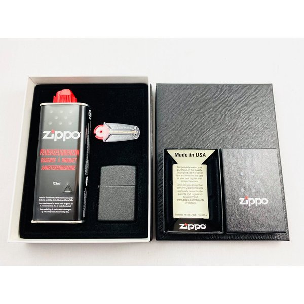 Zippo Feuerzeug schwarz Black Crackle Geschenkset Sturmfeuerzeug