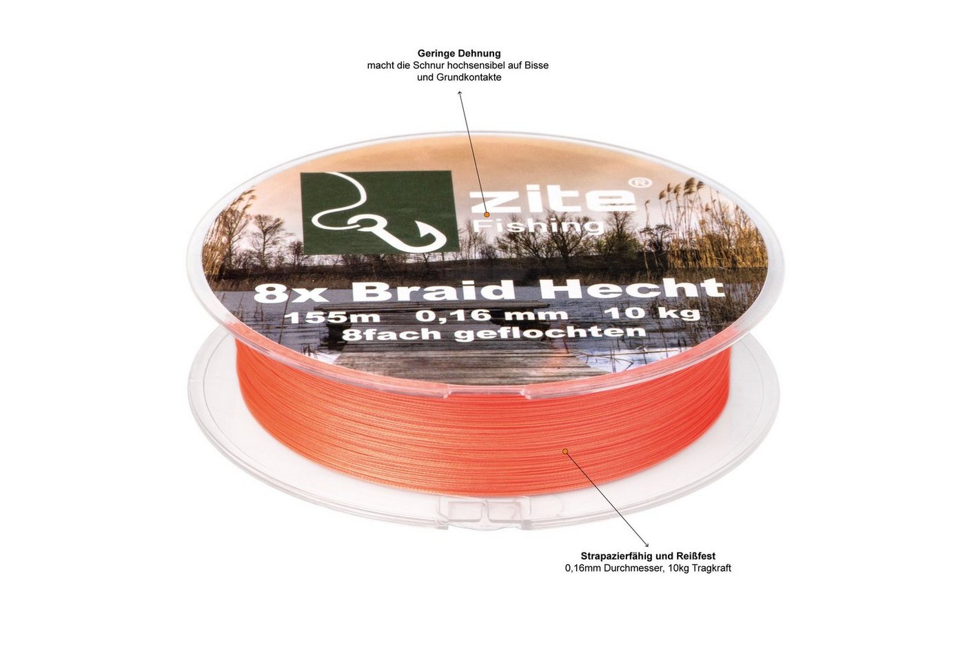 Zite Angelschnur 155m 0,16mm - Geflochtene 8-Braid Angelschnur 10kg - Barsch & Zander – Bild 2 von 5