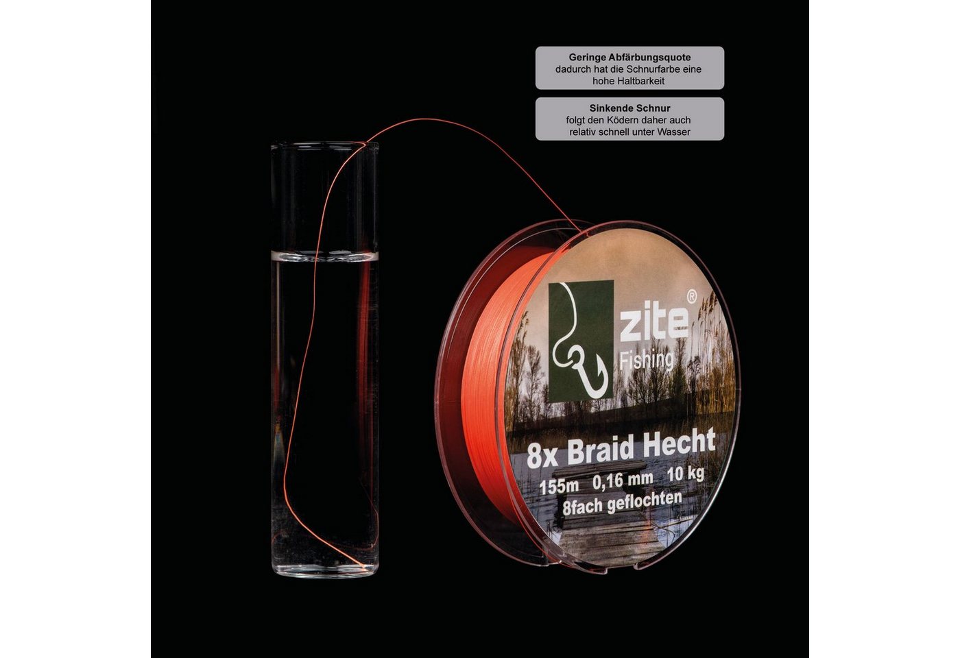 Zite Angelschnur 155m 0,16mm - Geflochtene 8-Braid Angelschnur 10kg - Barsch & Zander – Bild 3 von 5