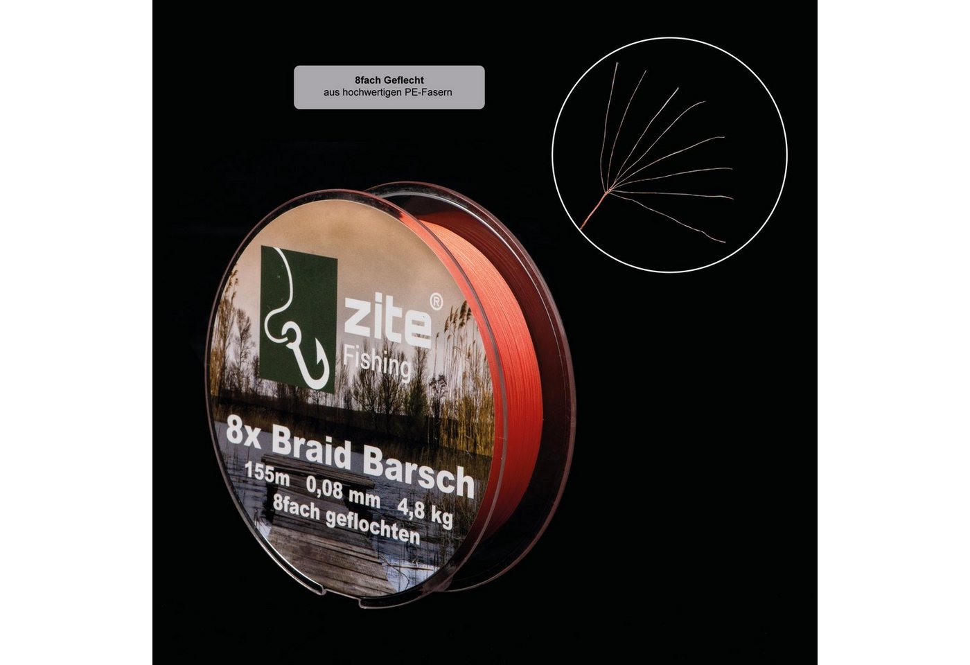 Zite Angelschnur 155m 0,16mm - Geflochtene 8-Braid Angelschnur 10kg - Barsch & Zander – Bild 4 von 5