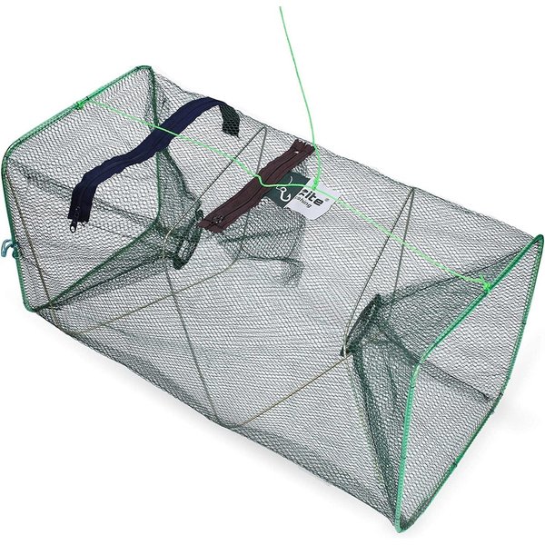 Zite Keschernetz Köderfischreuse Eckig, mit großem Entnahme-Reißverschluss und Futterbeutel