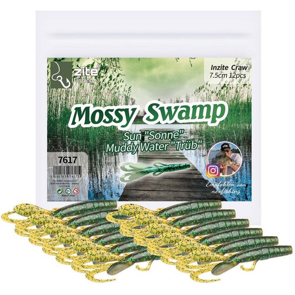 Zite Kunstköder Creature Bait Gummiköder 12 Stk Inzite Craw 7,5cm Mossy Swamp
