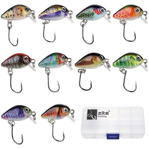 Zite Kunstköder Mini-Wobbler-Set 1,8 g 2,3 cm Ultra-Light-Angeln Forelle 10 Stück