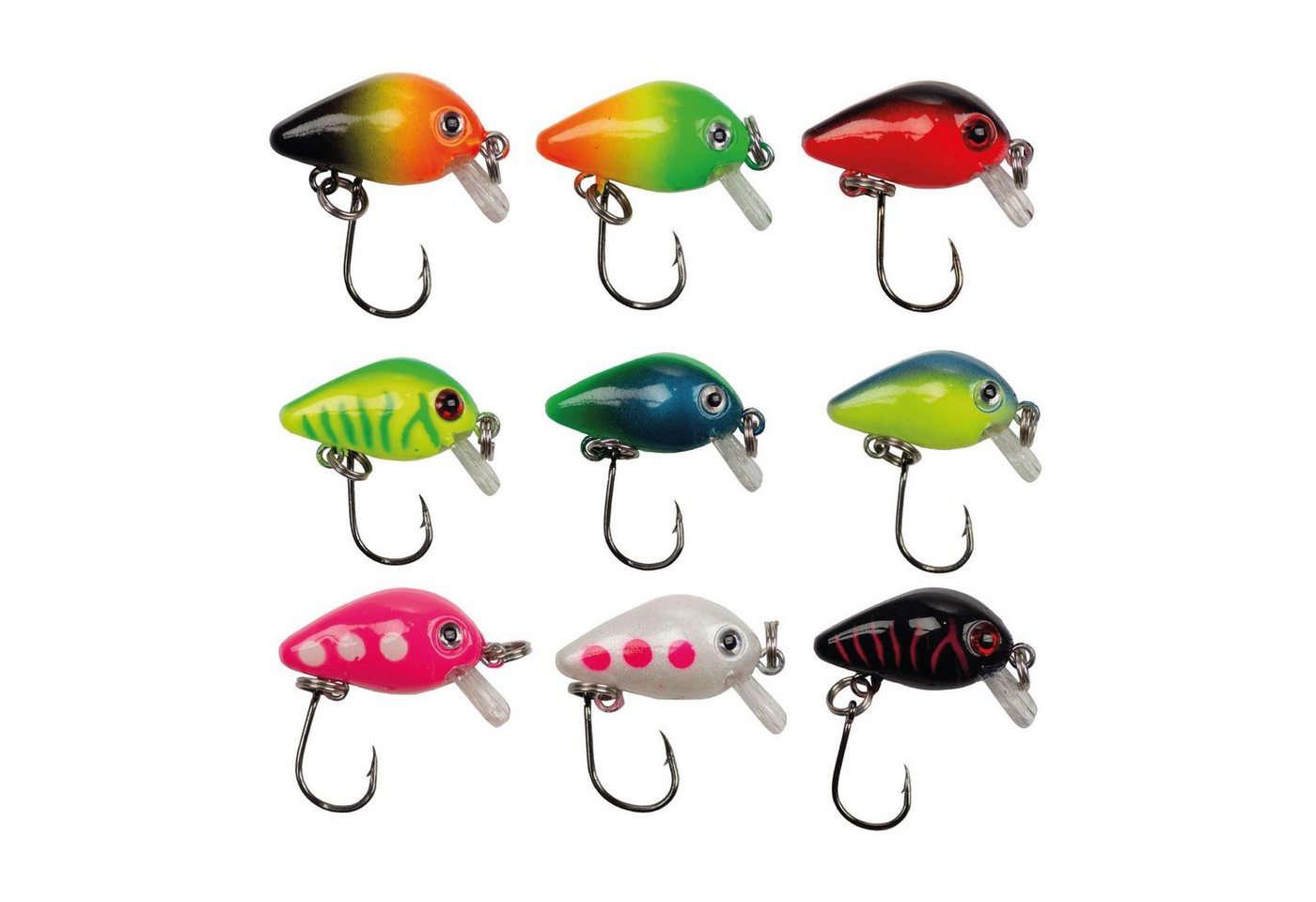 Zite Kunstköder Neon Mini-Wobbler-Set 1,8 g 2,8 cm mit 3D-Augen UV-Aktiv 10 Stück – Bild 3 von 5