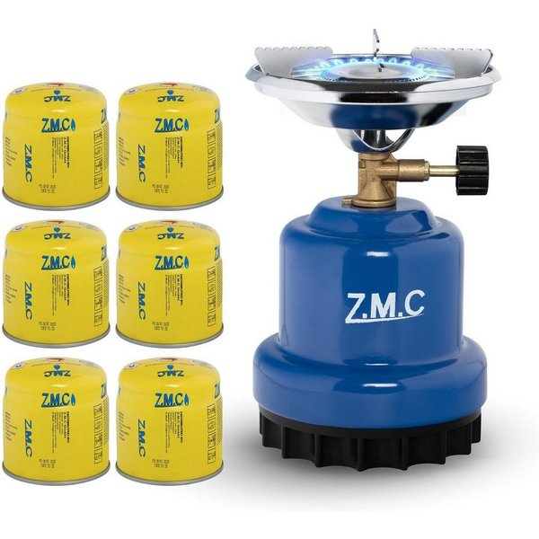 ZMC Gaskocher Campingkocher Gaskocher Shisha Kohleanzünder Herd + 6x Gaskartuschen, (Maximale Temperatur: 1100W / Gewicht: 520g / 190g Butangas, Maximale Temper