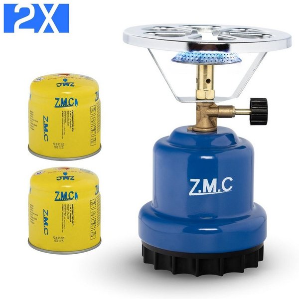 ZMC Gaskocher Campingkocher Gaskocher Shisha Kohleanzünder + 2x Gaskartuschen 190g, (Maximale Temperatur: 1100W / Gewicht: 520g / Butangas, Maximale Temperatur: