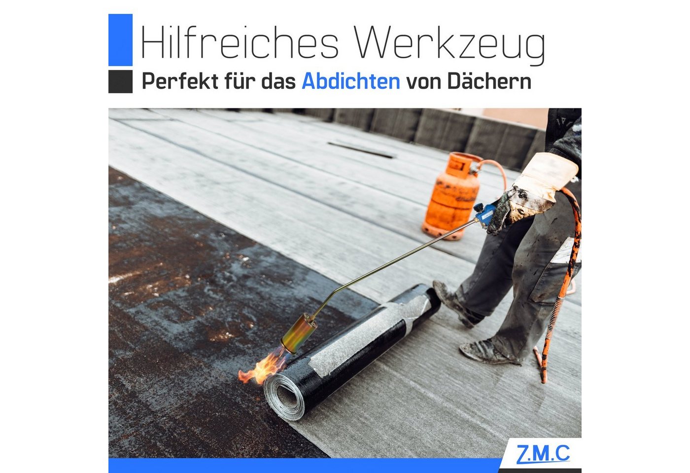 ZMC Unkrautbrenner Unkrautbrenner Abflammgerät 1850°C mit 5m Schlauch Unkrautvernichter, (inkl. 2 Konterschlüssel Anwärmbrenner Unkrautreiniger Dachbrenner, ink – Bild 4 von 5