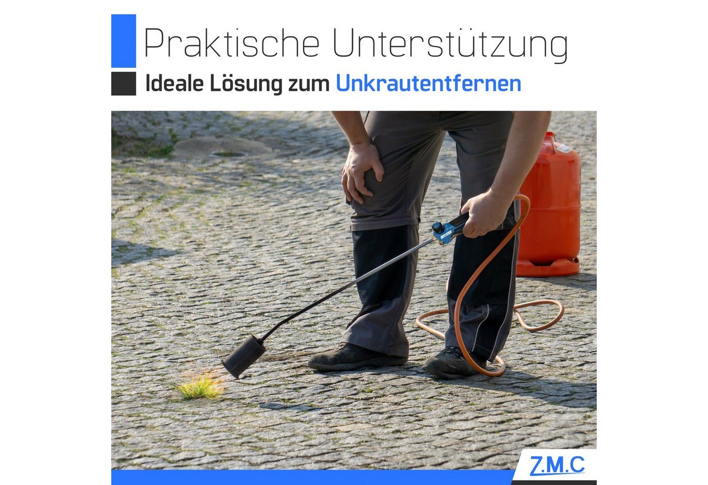 ZMC Unkrautbrenner Unkrautbrenner Abflammgerät 1850°C mit 5m Schlauch Unkrautvernichter, (inkl. 2 Konterschlüssel Anwärmbrenner Unkrautreiniger Dachbrenner, ink – Bild 5 von 5