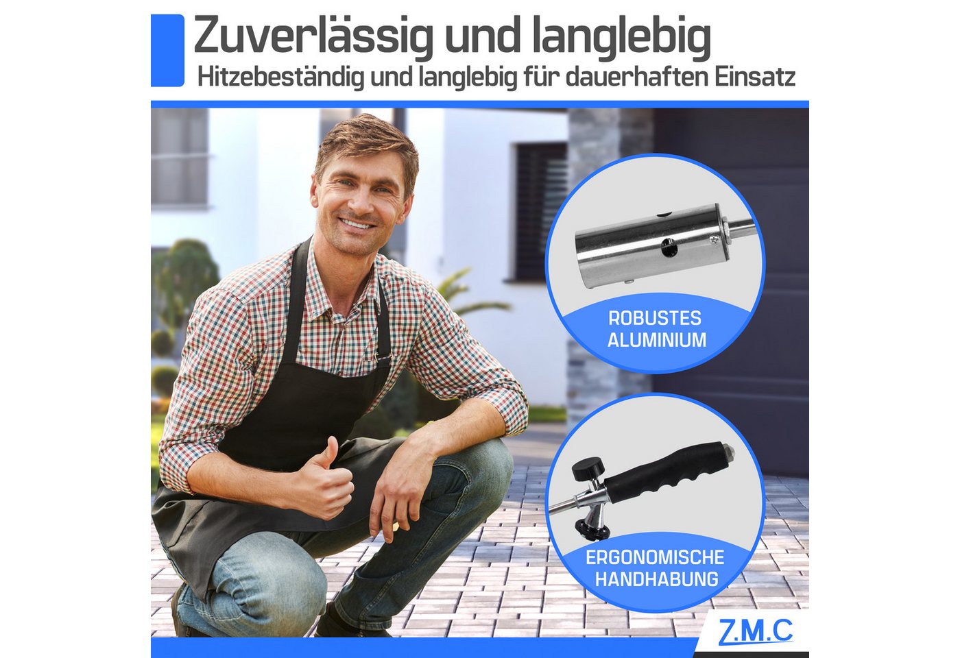 ZMC Unkrautbrenner Grillanzünder Kohleanzünder Unkrautbrenner + Gaskartuschen 227g, (Unkrautvernichter Unkrautreiniger Butan Brenner Abflammgerät Gasbrenner Bun – Bild 3 von 5