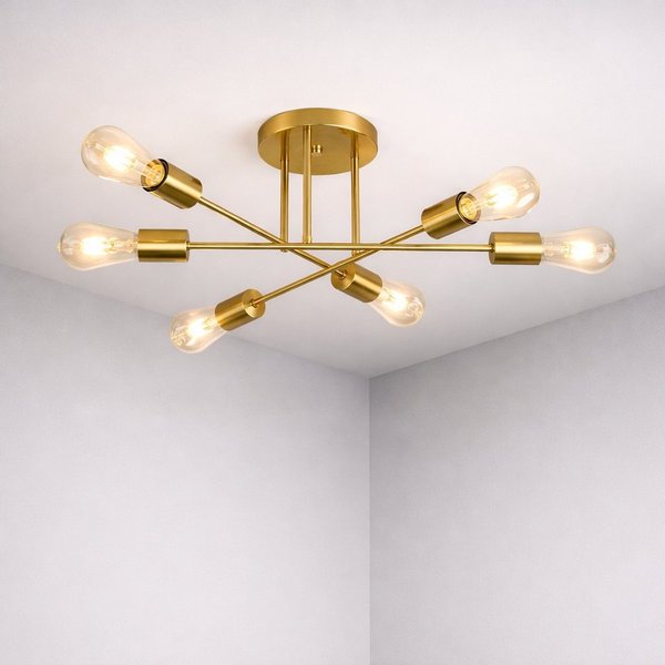 ZMH Deckenleuchte 6-flammig, E27 Deckenlampe im Vintage-Retro Design, Metall, ohne Leuchtmittel, für Wohnzimmer und Schlafzimmer
