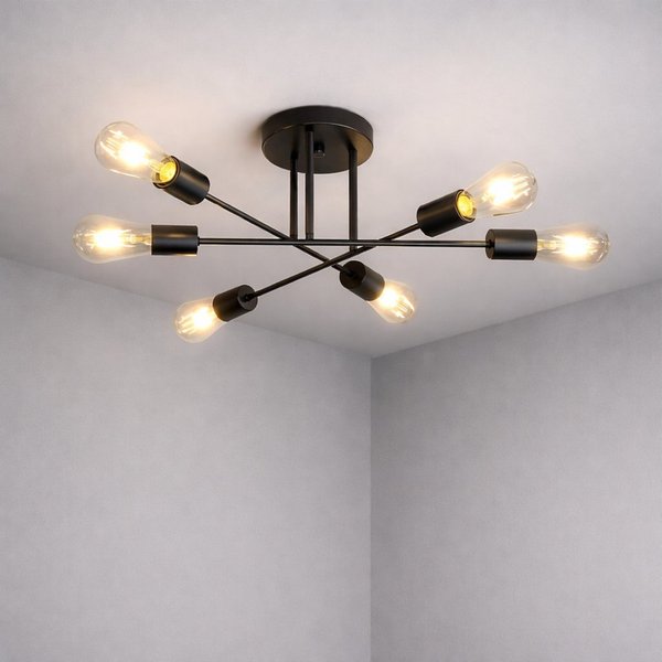 ZMH Deckenleuchte 6-flammig, E27 Deckenlampe im Vintage-Retro Design, Metall, ohne Leuchtmittel, für Wohnzimmer und Schlafzimmer