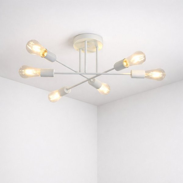 ZMH Deckenleuchte 6-flammig, E27 Deckenlampe im Vintage-Retro Design, Metall, ohne Leuchtmittel, für Wohnzimmer und Schlafzimmer