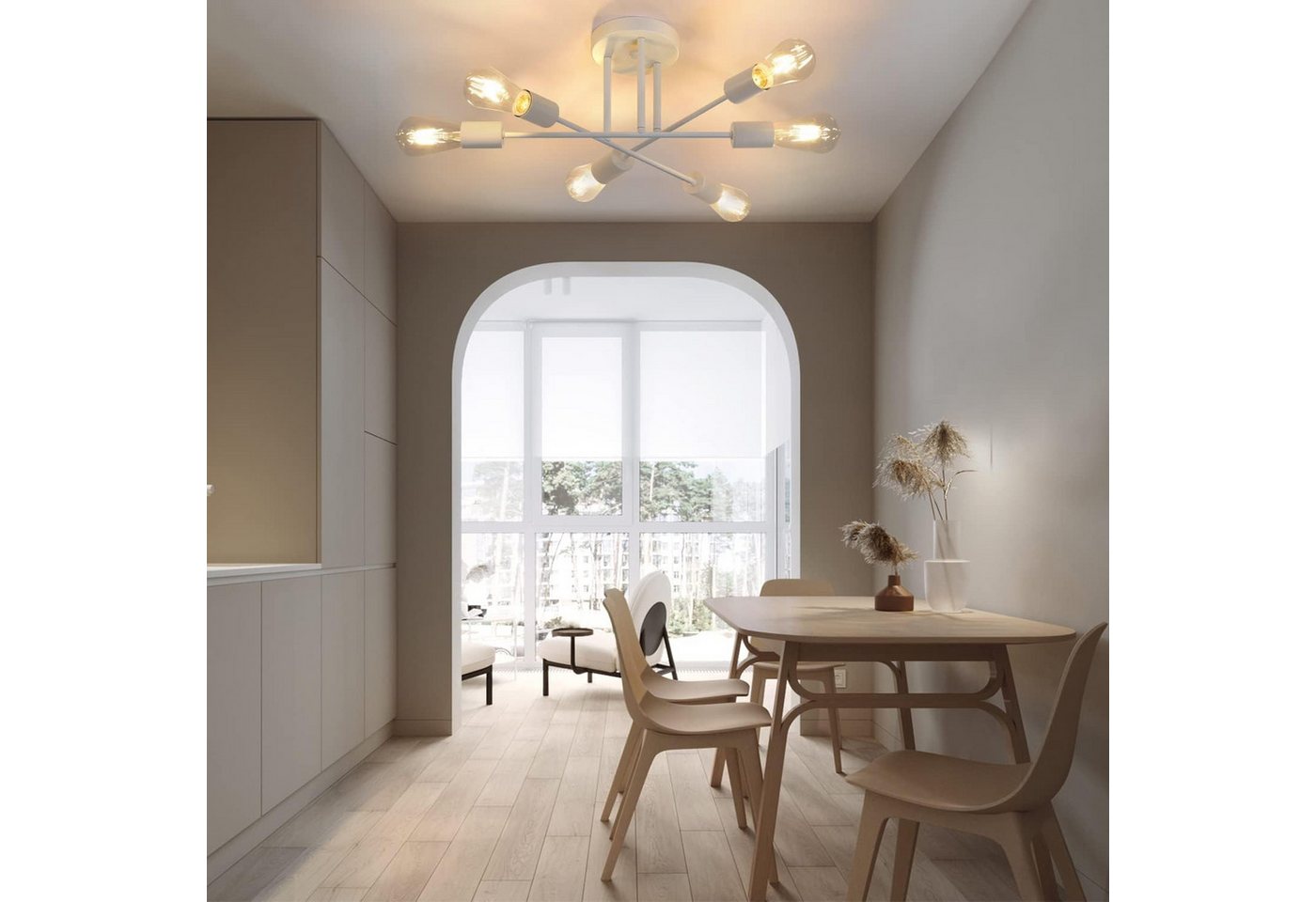 ZMH Deckenleuchte 6-flammig, E27 Deckenlampe im Vintage-Retro Design, Metall, ohne Leuchtmittel, für Wohnzimmer und Schlafzimmer – Bild 2 von 5