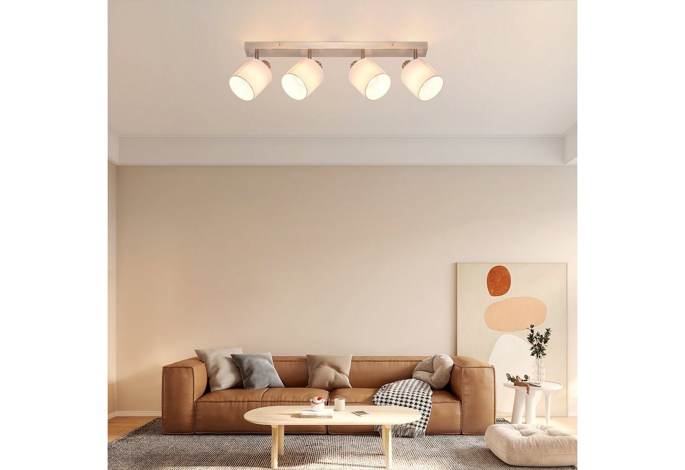 ZMH Deckenleuchte Deckenstrahler 4 Flammig Modern E14 Schwenkbar 350°, ohne Leuchtmittel, MAX.25W Stoffschrim für Schlafzimmer Flur – Bild 3 von 5