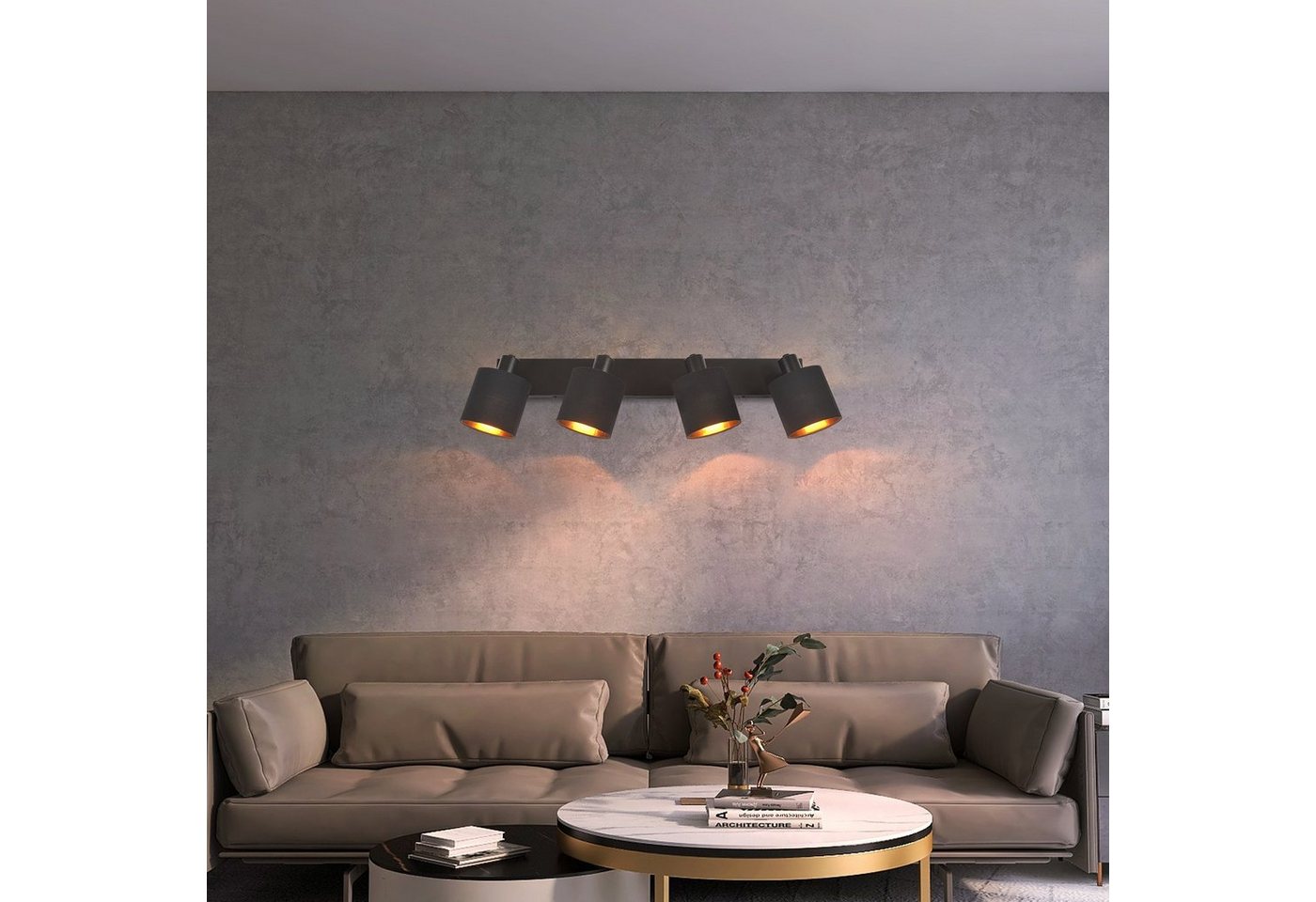ZMH Deckenleuchte Deckenstrahler 4 Flammig Modern E14 Schwenkbar 350°, ohne Leuchtmittel, MAX.25W Stoffschrim für Schlafzimmer Flur – Bild 5 von 5