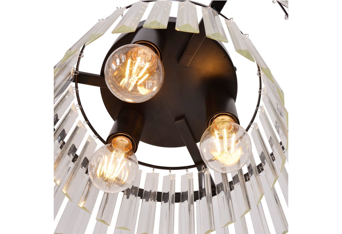 ZMH Deckenleuchte Wohnzimmer Schwarz E27 Deckenlampe Modern Kristall für Küche Büro, Hochwertige Design, ohne Leuchtmittel, Metall Schlafzimmerlampe Esszimmer K – Bild 5 von 5