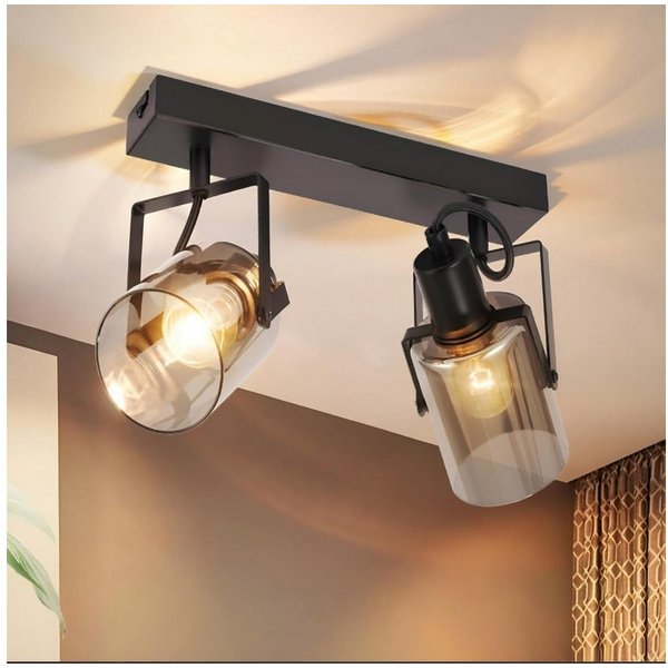 ZMH Deckenstrahler 2/3/4 Flammig Rauchgrau Glas E14 Deckenspot schwenkbar drehbar, ohne Leuchtmittel, Deckenleuchte für Wohnzimmer Schlafzimmer Flur Küche