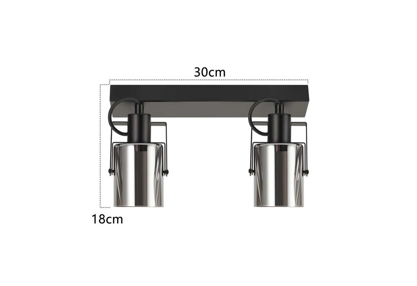 ZMH Deckenstrahler 2/3/4 Flammig Rauchgrau Glas E14 Deckenspot schwenkbar drehbar, ohne Leuchtmittel, Deckenleuchte für Wohnzimmer Schlafzimmer Flur Küche – Bild 3 von 5