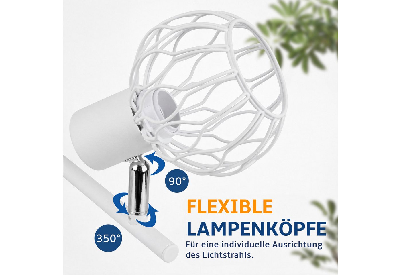 ZMH Deckenstrahler 3 Flammig E14, 3 schwenkbare Spots je 350° drehbar und 90° neigbar, ohne Leuchtmittel, Deckenlampe für Küche Flur Wohnzimmer Esszimmer, Vinta – Bild 2 von 5