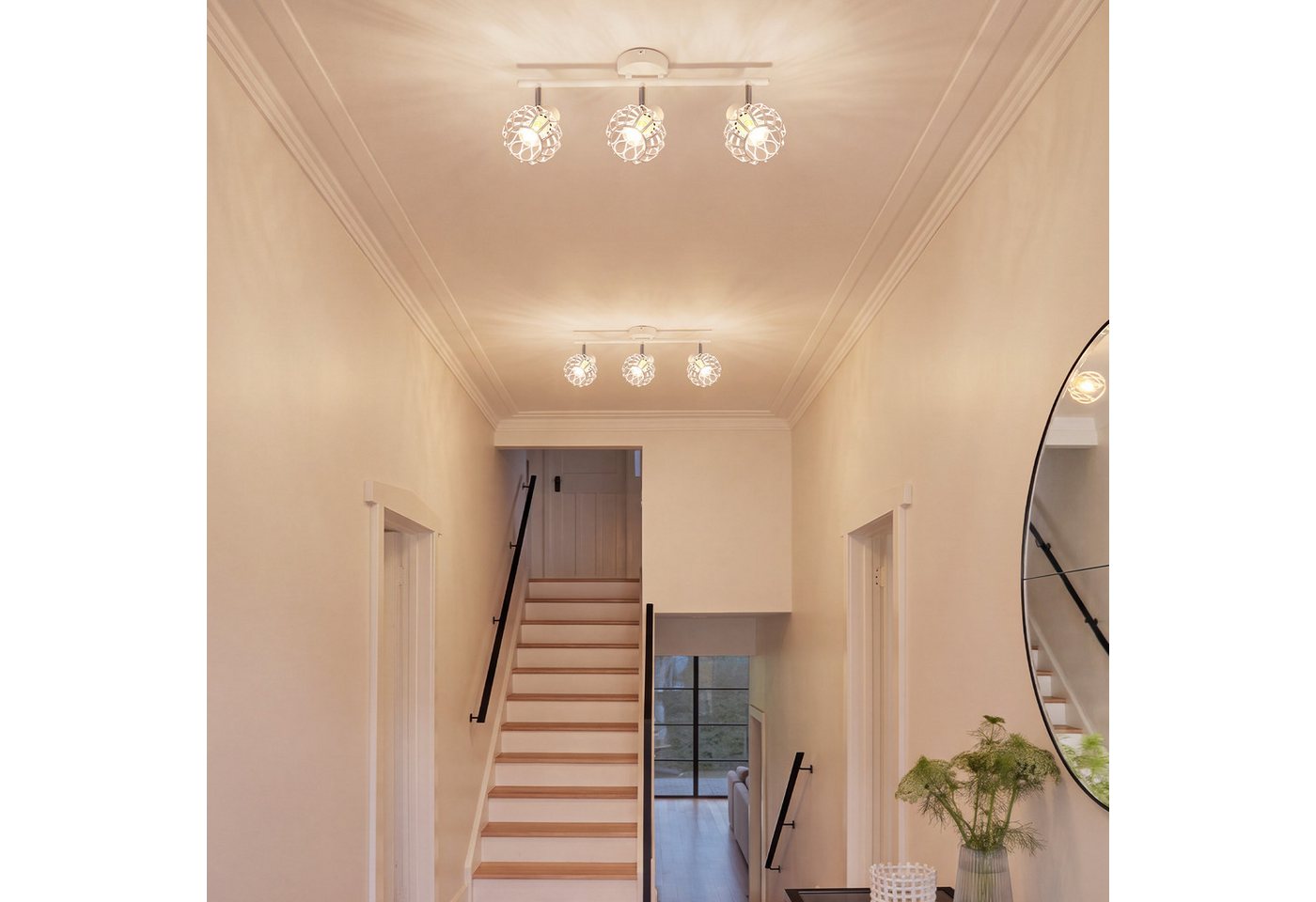 ZMH Deckenstrahler 3 Flammig E14, 3 schwenkbare Spots je 350° drehbar und 90° neigbar, ohne Leuchtmittel, Deckenlampe für Küche Flur Wohnzimmer Esszimmer, Vinta – Bild 5 von 5