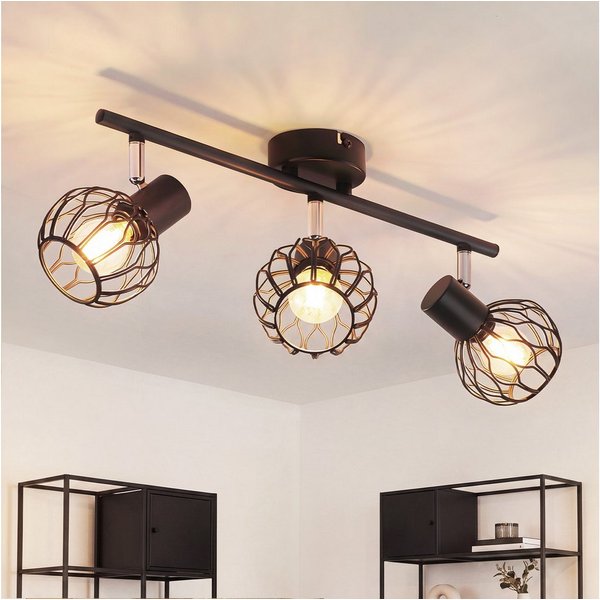 ZMH Deckenstrahler 3 Flammig E14, 3 schwenkbare Spots je 350° drehbar und 90° neigbar, ohne Leuchtmittel, Deckenlampe für Küche Flur Wohnzimmer Esszimmer, Vinta