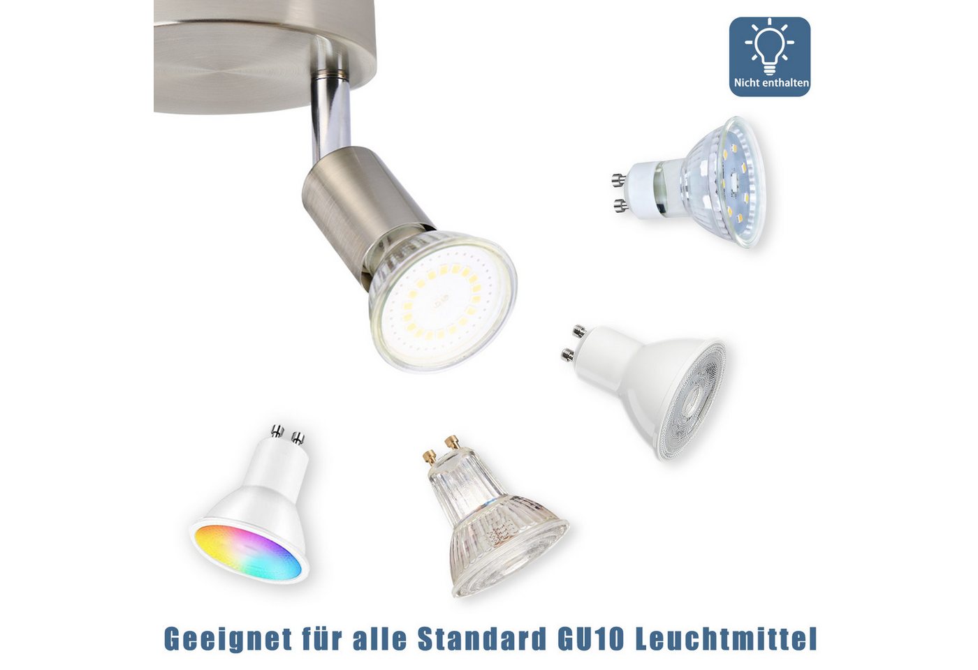 ZMH Deckenstrahler 3-flammig, GU10 Deckenspots 350° schwenkbar, verstellbare Spots, ohne Leuchtmittel, moderne Deckenleuchte aus Metall – Bild 3 von 5