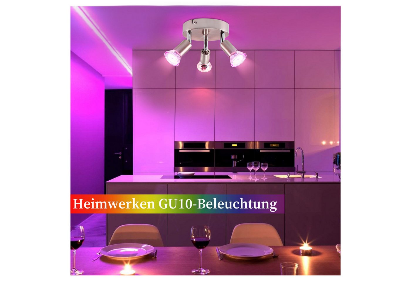 ZMH Deckenstrahler 3-flammig, GU10 Deckenspots 350° schwenkbar, verstellbare Spots, ohne Leuchtmittel, moderne Deckenleuchte aus Metall – Bild 4 von 5