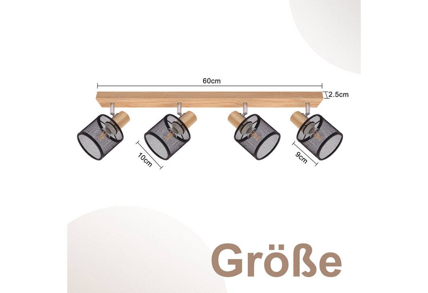 ZMH Deckenstrahler 4 Flammig E14 Schwarz/Weiß Modern Wohnzimmerlampe Max.25w, Hochwertige Materialien für langanhaltende Qualität, ohne Leuchtmittel, Schwenkbar – Bild 3 von 5