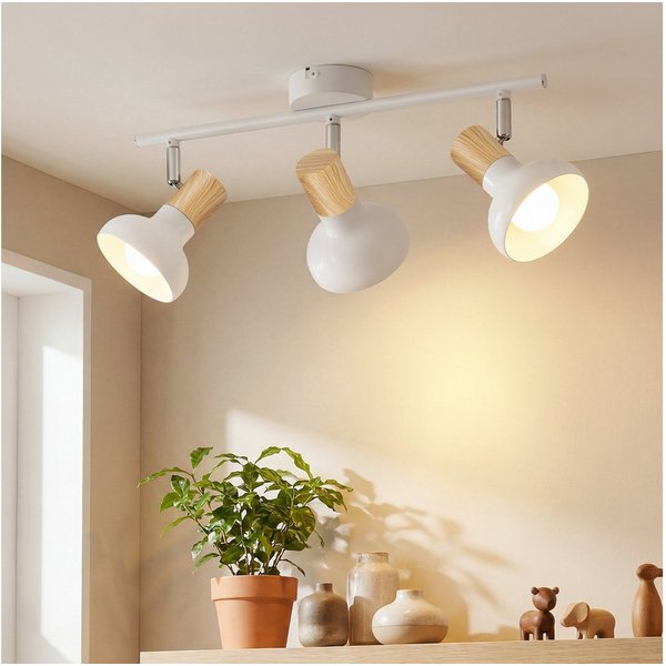 ZMH Deckenstrahler E14 Flammig Eisen Lampenschirm Deckenlampe Flur & Schlafzimmer, ohne Leuchtmittel, Weiß Schwenkbar 350° Modern Wohnzimmerlampe