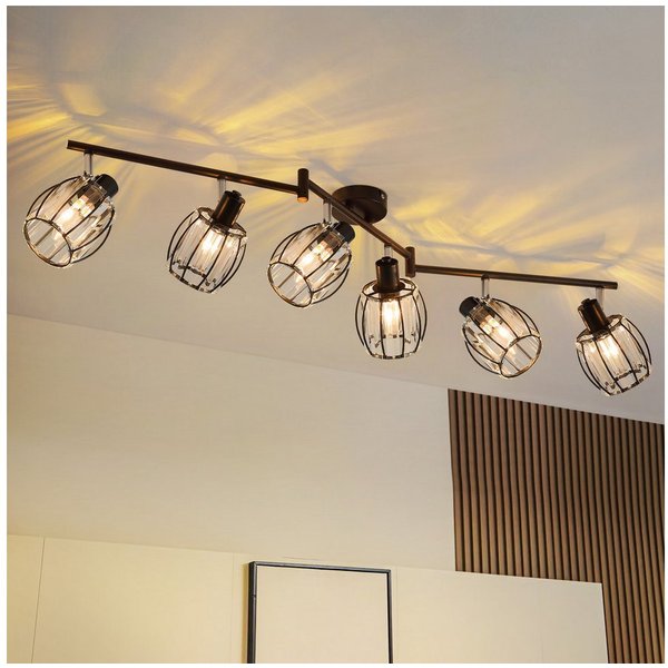 ZMH Deckenstrahler E14 Retro Deckenleuchte mit Kristall-Lampenschirm, 350° schwenkbar, ohne Leuchtmittel, Deckenlampe für Wohnzimmer Schlafzimmer Flur