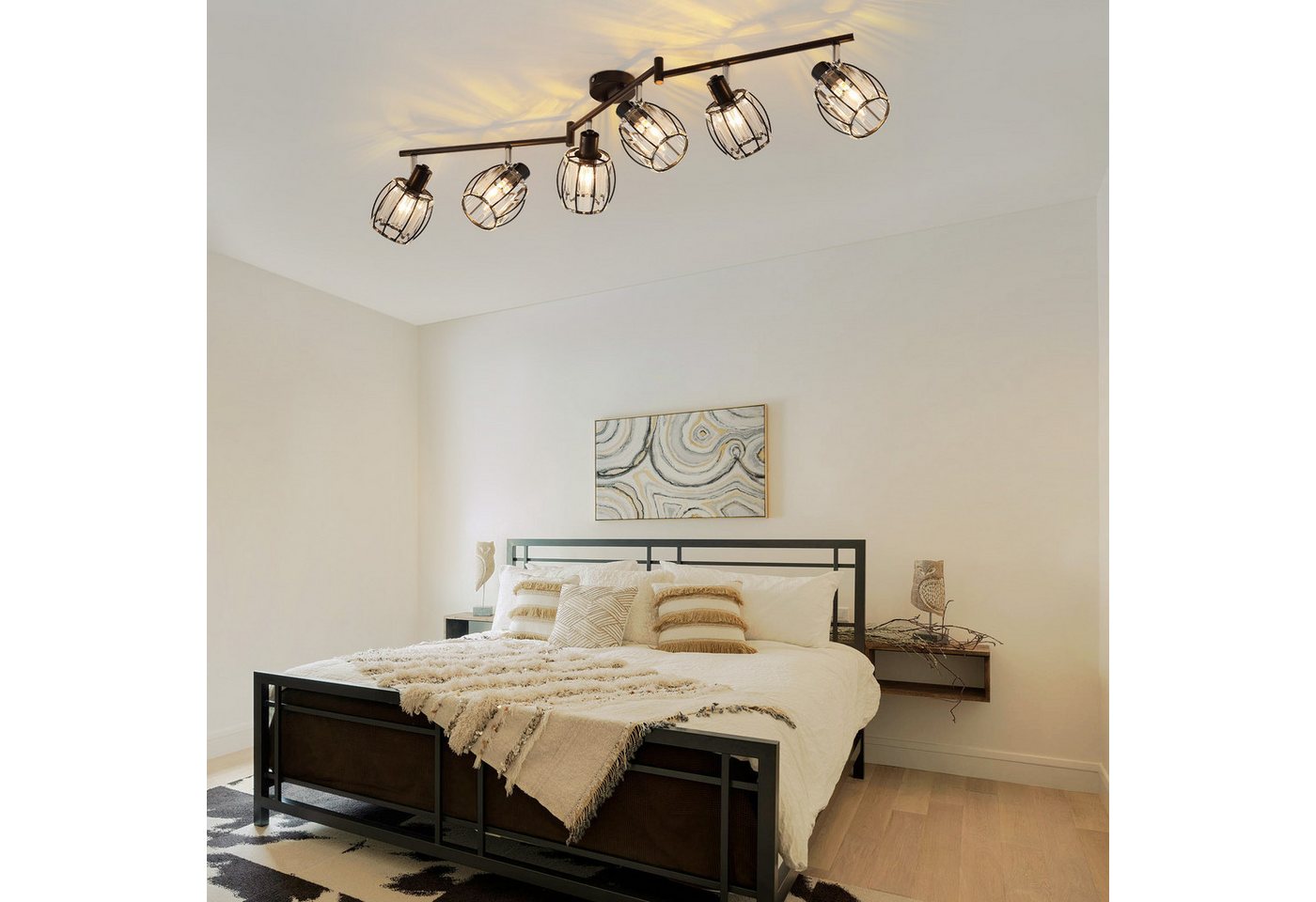 ZMH Deckenstrahler E14 Retro Deckenleuchte mit Kristall-Lampenschirm, 350° schwenkbar, ohne Leuchtmittel, Deckenlampe für Wohnzimmer Schlafzimmer Flur – Bild 2 von 5
