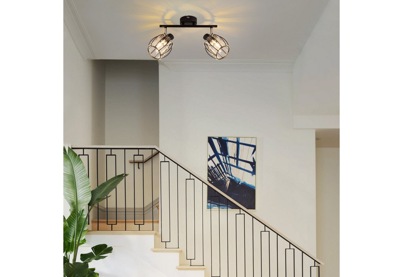 ZMH Deckenstrahler E14 Retro Deckenleuchte mit Kristall-Lampenschirm, 350° schwenkbar, ohne Leuchtmittel, Deckenlampe für Wohnzimmer Schlafzimmer Flur – Bild 5 von 5