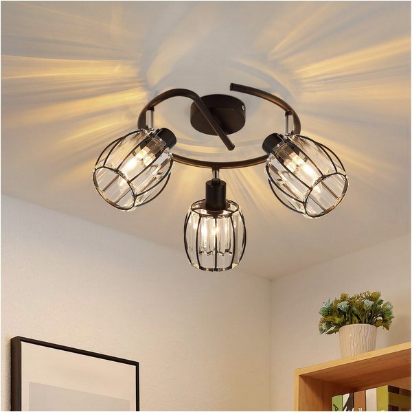 ZMH Deckenstrahler E14 Retro Deckenleuchte mit Kristall-Lampenschirm, 350° schwenkbar, ohne Leuchtmittel, Deckenlampe für Wohnzimmer Schlafzimmer Flur
