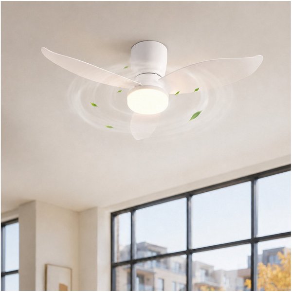 ZMH Deckenventilator mit Licht und Fernbedienung 6 Geschwindigkeiten Weiß 3/5 Flügel