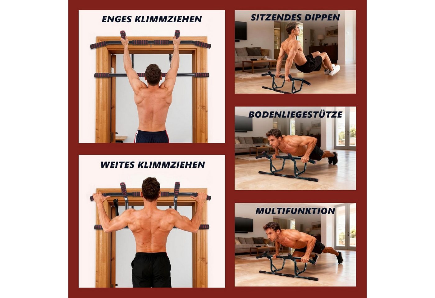 ZMH Klimmzugstange Klimmzugstange Türrahmen, Reckstange Tür als Fitnessgerät für Zuhause – Bild 3 von 5
