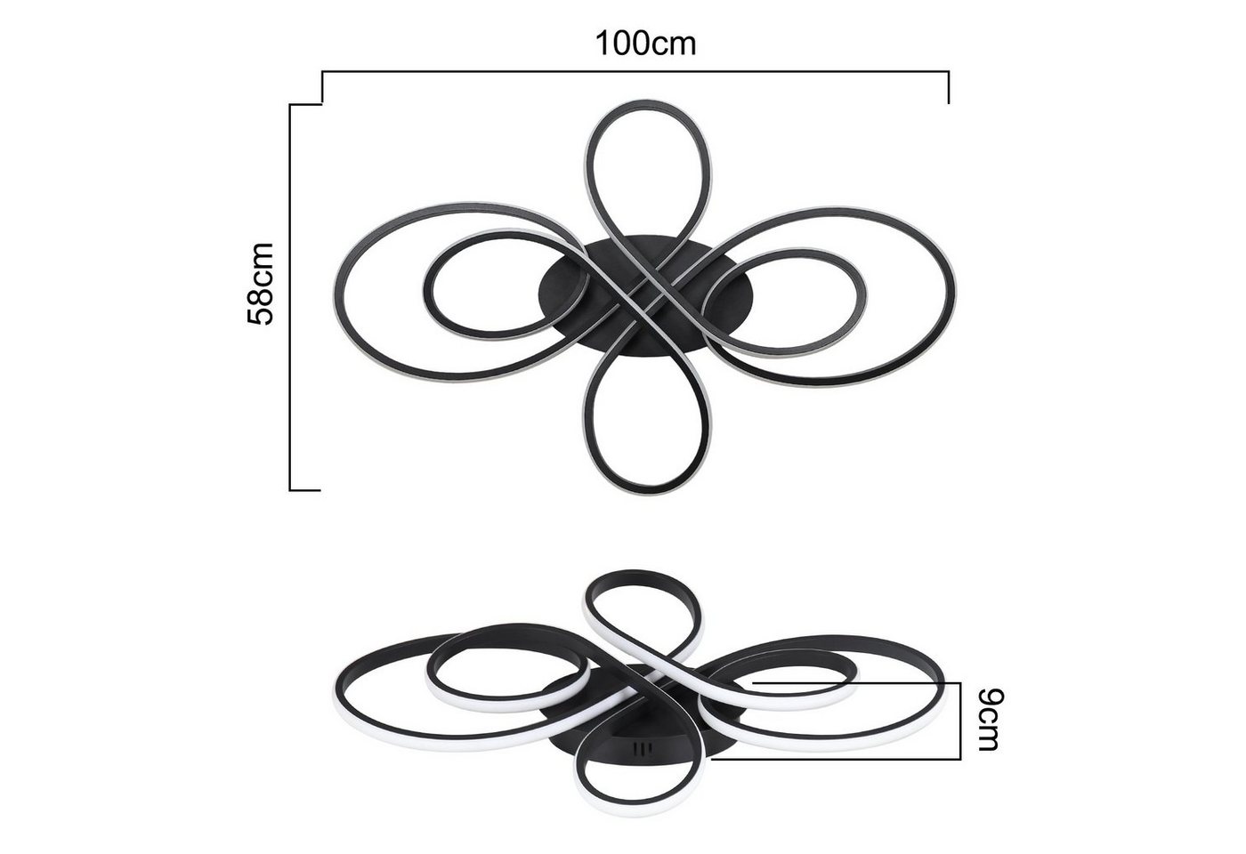 ZMH LED Deckenleuchte 100 cm, 90W Wohnzimmerlampe im Schmetterlingsdesign, LED fest integriert, Warmweiß bis Kaltweiß, dimmbar 3000–6000K, Deckenlampe mit Fernb – Bild 2 von 5