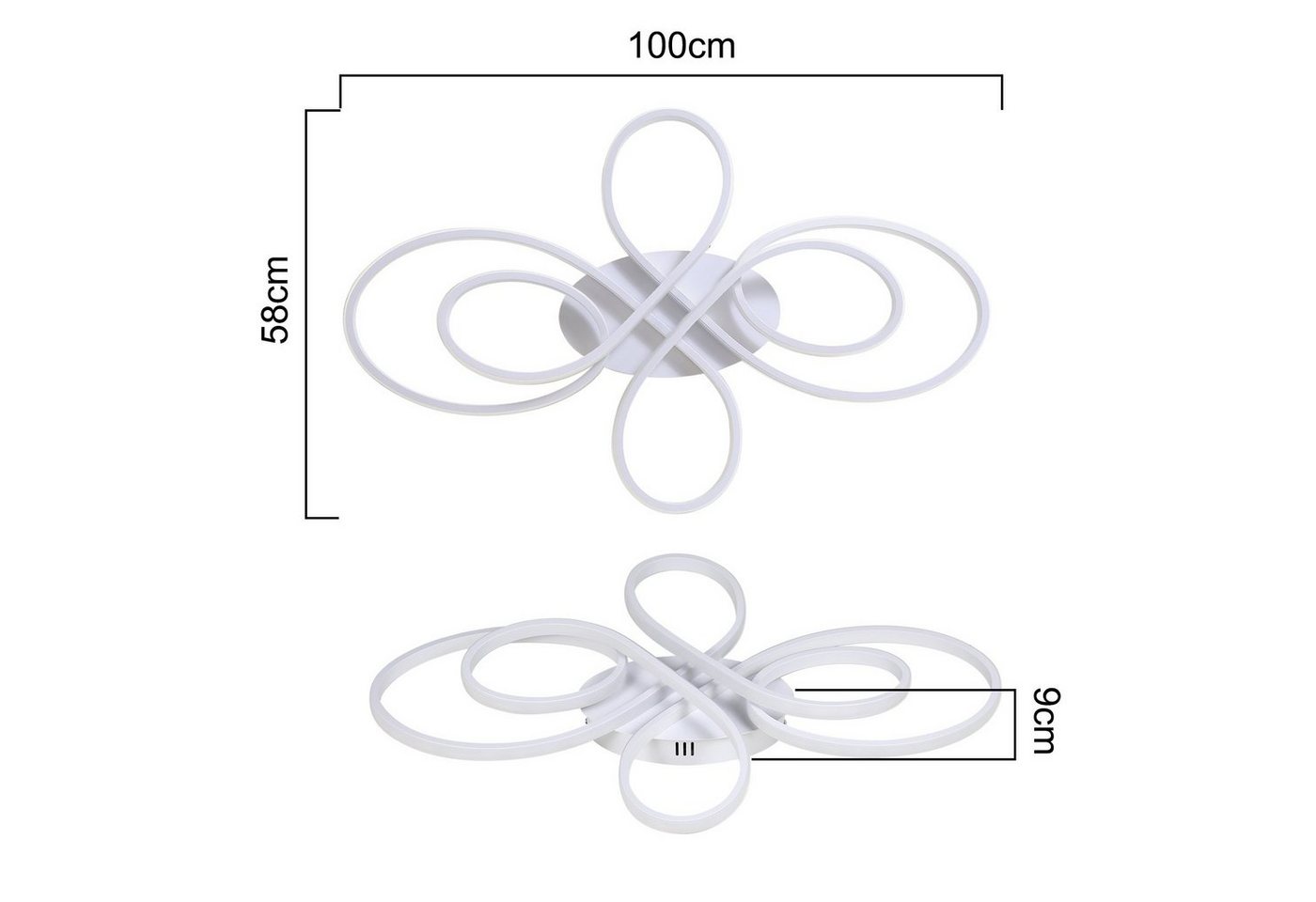 ZMH LED Deckenleuchte 100 cm, 90W Wohnzimmerlampe im Schmetterlingsdesign, LED fest integriert, Warmweiß bis Kaltweiß, dimmbar 3000–6000K, Deckenlampe mit Fernb – Bild 2 von 5