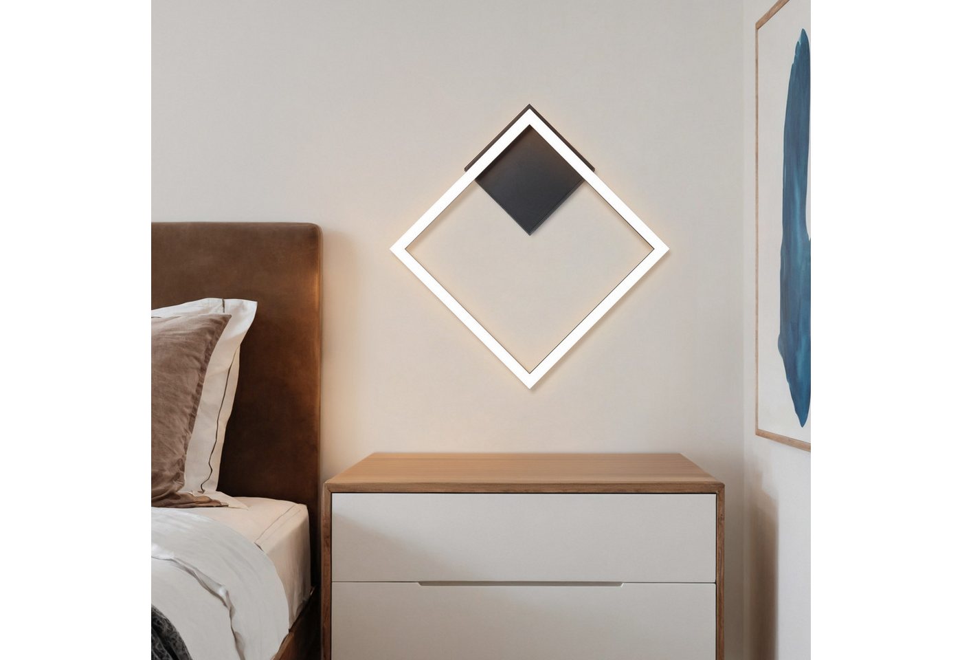 ZMH LED Deckenleuchte 12W Schwar Modern eckig Deckenlampe 26*26*4.7cm, LED fest integriert, Warmweiß, Wohnzimmer für Esszimmer Flur – Bild 2 von 5