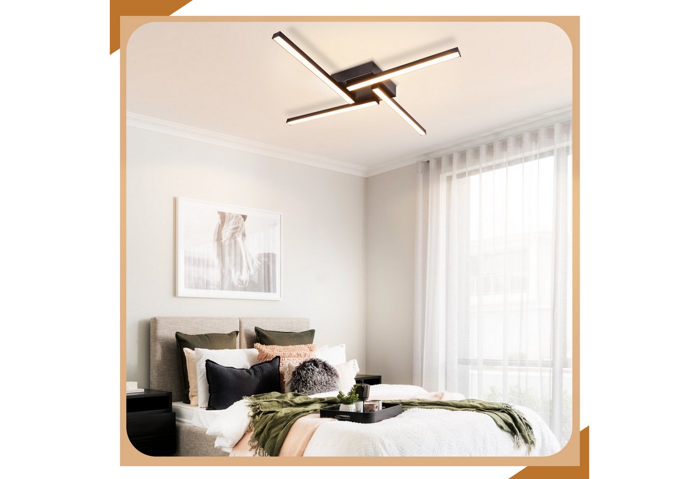 ZMH LED Deckenleuchte 4-flammig mit PC-Lichtschirm, 24 W bei 3000 K, nicht dimmbar, LED fest integriert, Warmweiß, Deckenlampe für Wohnzimmer, Schlafzimmer, Küc – Bild 3 von 5