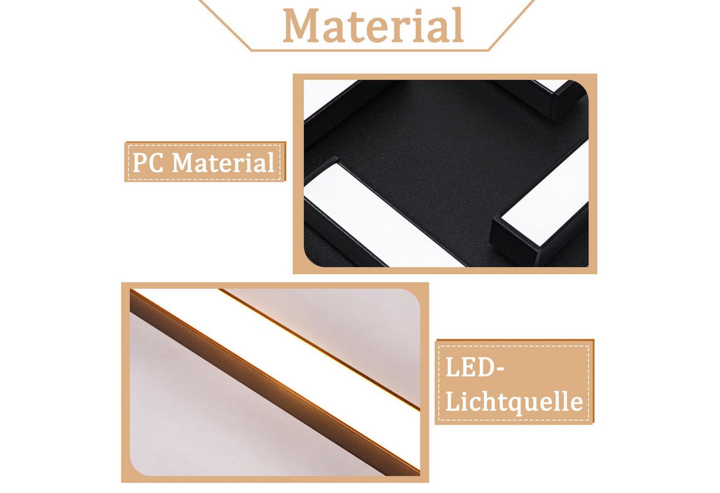 ZMH LED Deckenleuchte 4-flammig mit PC-Lichtschirm, 24 W bei 3000 K, nicht dimmbar, LED fest integriert, Warmweiß, Deckenlampe für Wohnzimmer, Schlafzimmer, Küc – Bild 5 von 5